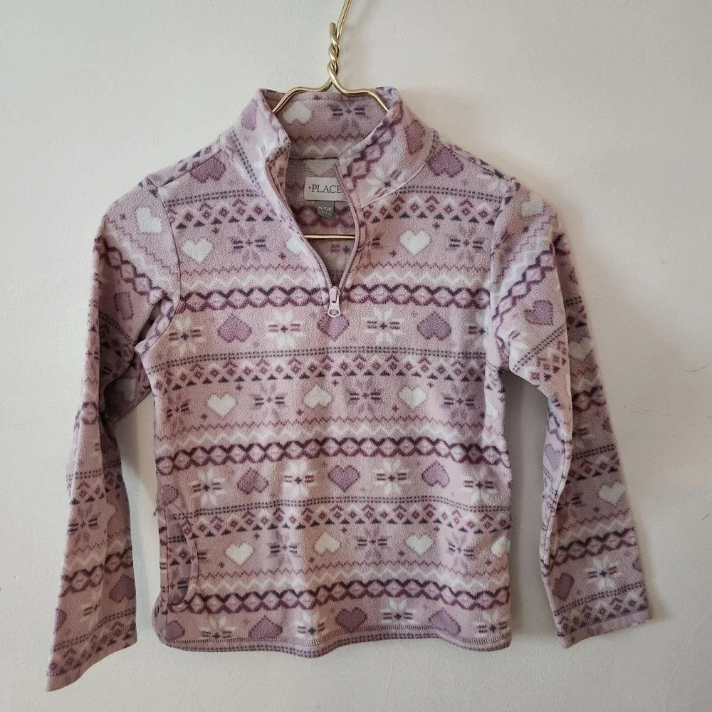 Children's Place Purple Patterned‎ Crewneck Girl's Size 7/8